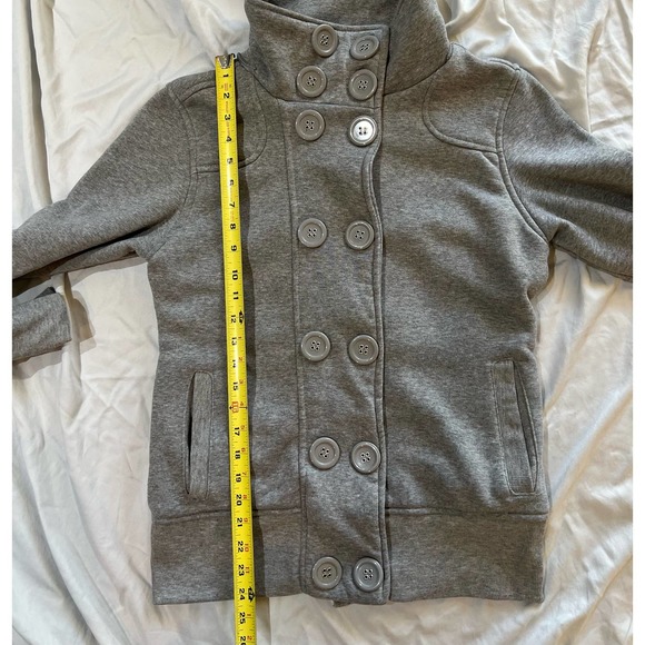 Vintage Young USA Button Up Gray Sweatshirt Coat Detachable Hood size Large - Picture 11 of 15